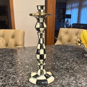 Mackenzie Childs Courtly Check Black and White Candlestick Holder